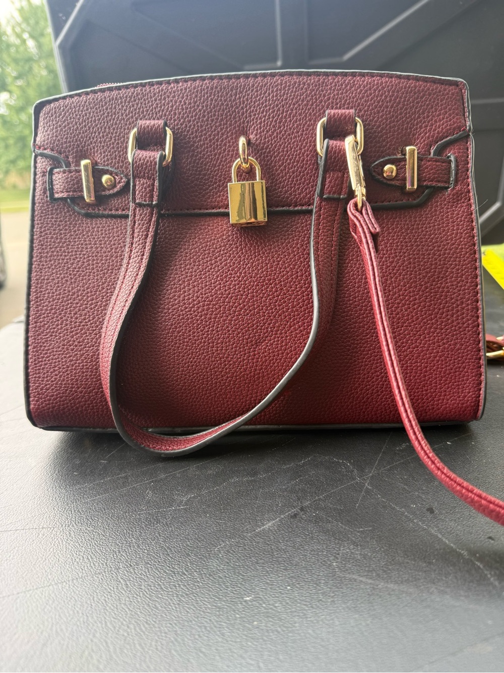 Women’s Burgundy Structured Satchel Handbag